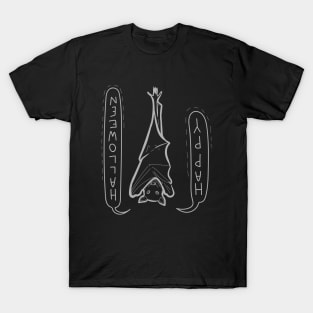 Upside Down Goth Witch "Happy Halloween Bat" T-Shirt